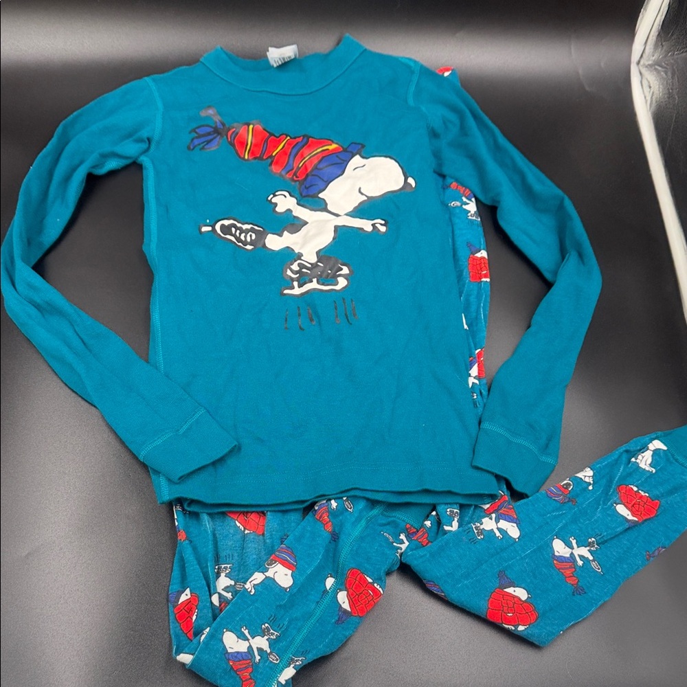 Hanna Andersson Snoopy Teal Kids Pajamas Set